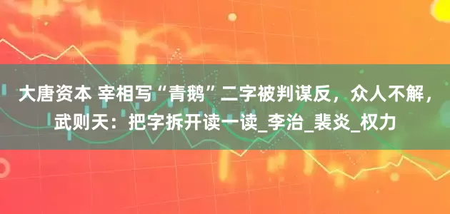 大唐资本 宰相写“青鹅”二字被判谋反，众人不解，武则天：把字拆开读一读_李治_裴炎_权力